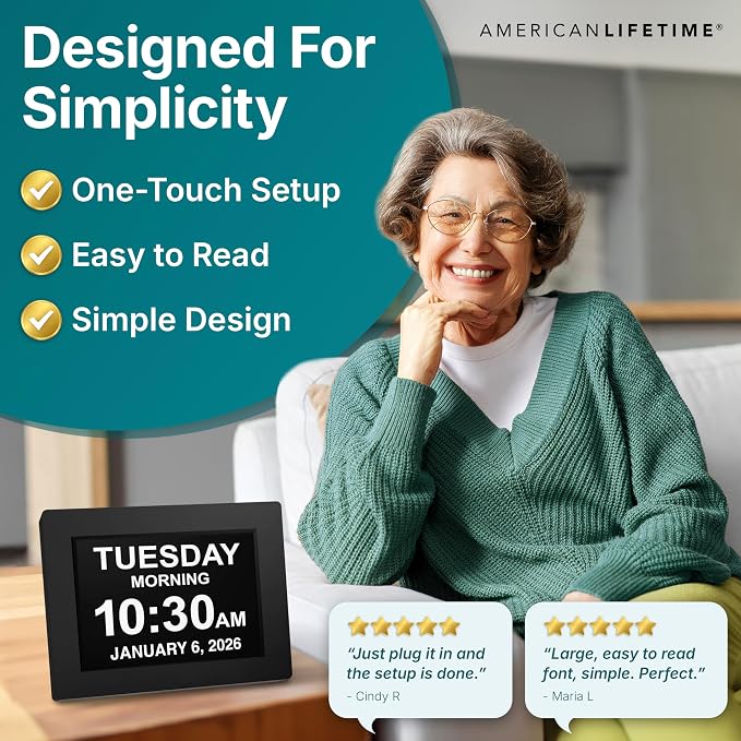 American Lifetime New 2026 Dementia Clock Large Digital Clock - Image 4