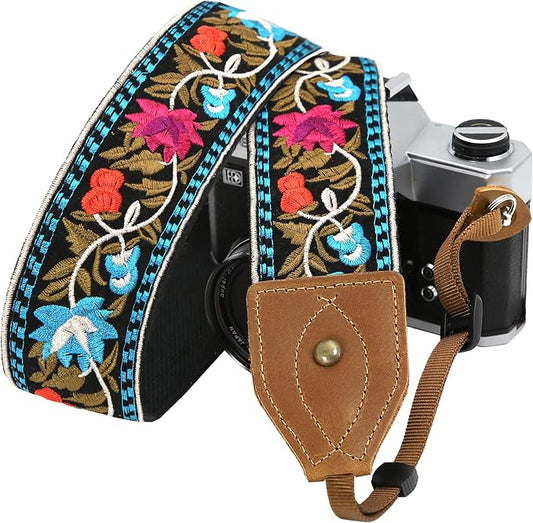 Padwa Lifestyle 2" Wide Classic Crazy Horse Art Cowhide Head Cotton Camera by PadwaLifestyleCameraStrap
