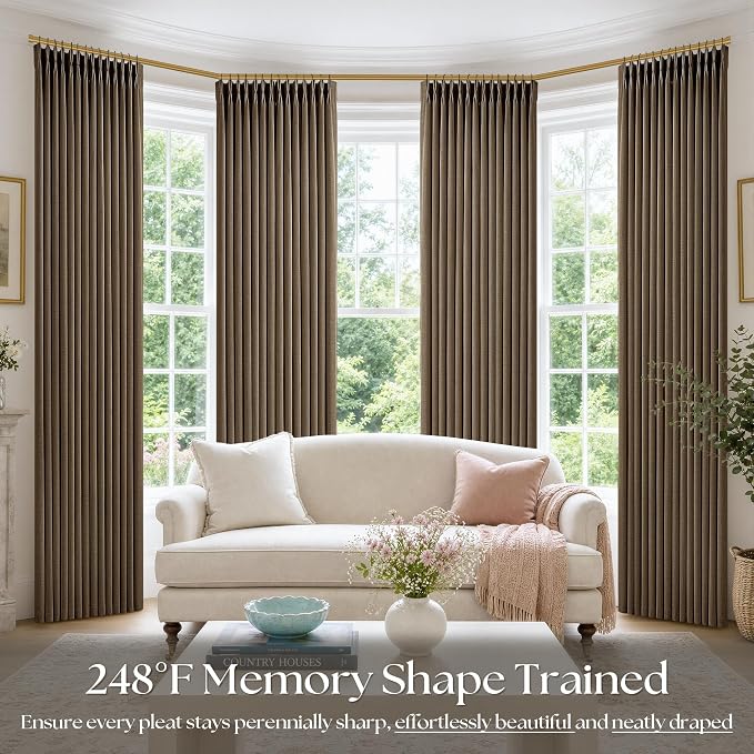Pinch Pleated Dark Brown Curtains 90 Inches Long - Image 7