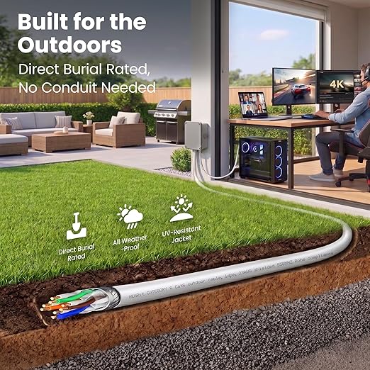 GEARit Cat6 Outdoor Ethernet Cable 23AWG Pure Copper, Waterproof, Direct Burial - Image 2