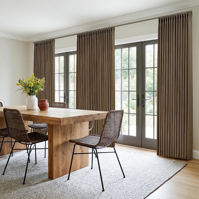Chocolate Brown Pinch Pleated Bedroom Curtains 102 Inches Long 4 Panels Set - Image 8
