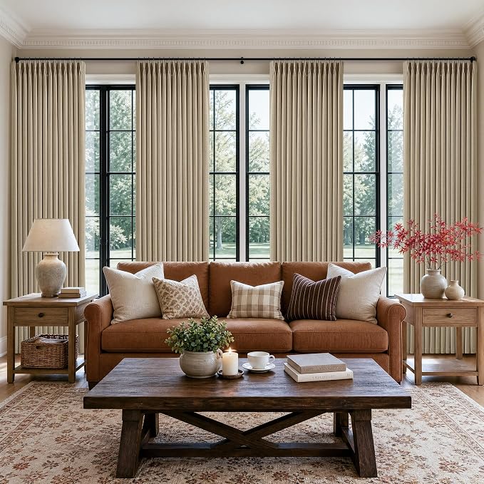 Burlywood Birch Linen Pinch Pleated 86 Inch Long Curtains - Image 7