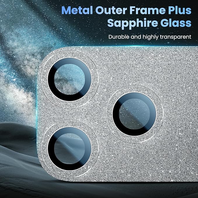 Uyiton for iPhone 17-Pro Camera-Lens Protector: Bling Metal Tempered Glass Rear - Image 4