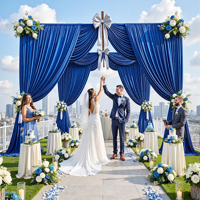 50ft x 12ft Wrinkle Free Royal Blue Backdrop Curtains - Image 7