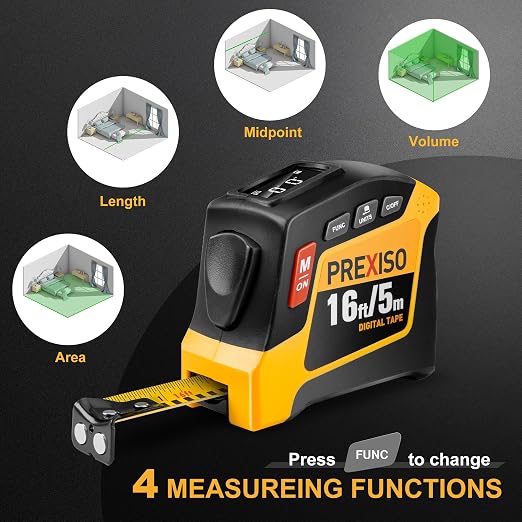 PREXISO 2-in-1 Digital Tape Measure - 16Ft Rechargeable Measuring Tape - Image 5