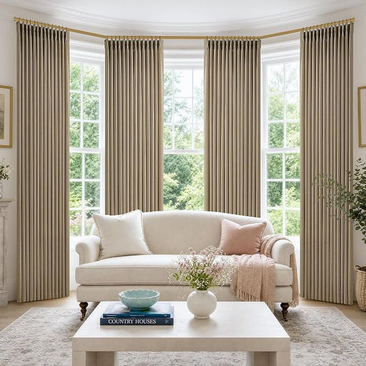 Extra Long 108 Inch Pinch Pleated Living Room Curtains 4 Panels Set, Light by Twodrapes