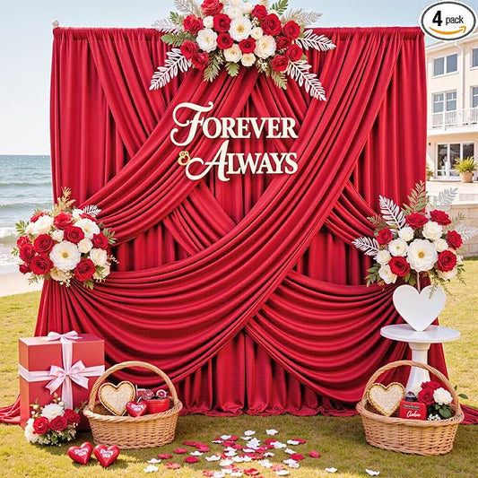 20ftx12ft Wrinkle Free Red Backdrop Curtains by CO-AVE
