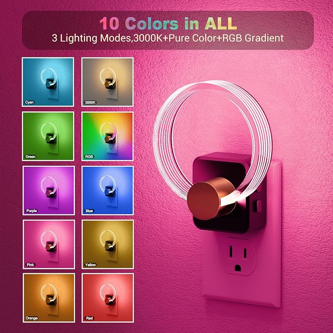 JandCase Night Light, 2 Pack Color Changing Night Lights Plug into Wall - Image 3