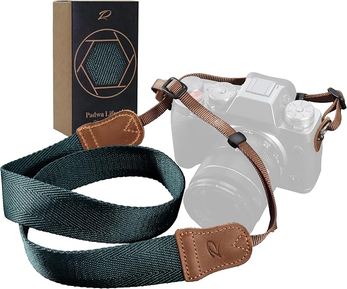 Padwa Lifestyle Dark Blue Green Camera Strap -Double Layer Crazy Horse Cowhide by PadwaLifestyleCameraStrap
