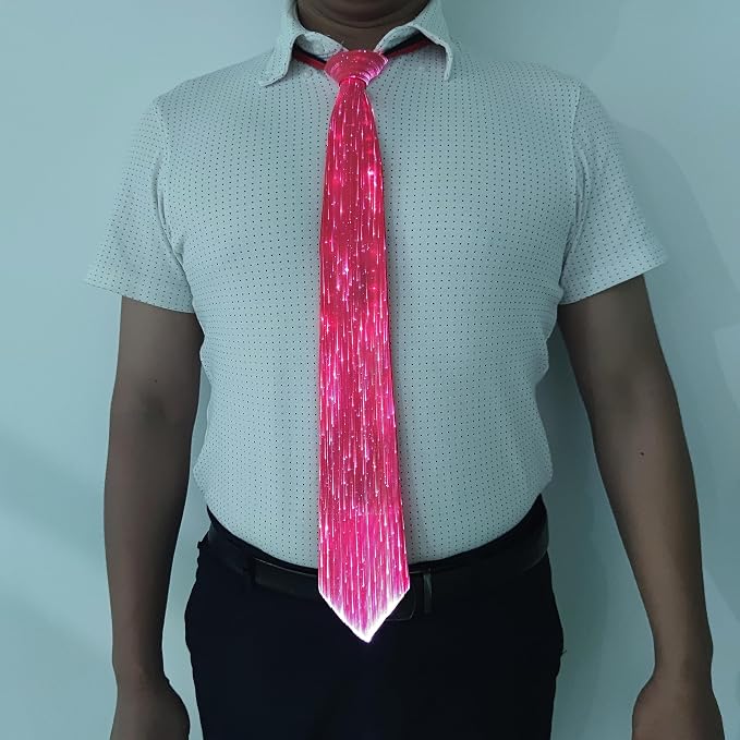 LED Neck Ties for Men Party Fiber Optic Light Up Necktie Bar Rave Funny Glow - Image 4