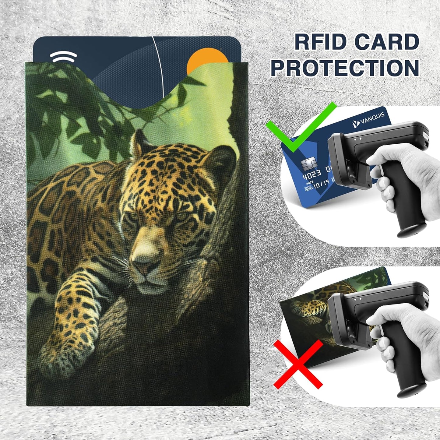 Boxiki Travel Set of 15 RFID Blocking Sleeves Best way to Protect your Cards from Electronic Theft. Durable, Lightweight, and Compact Design to fit in any Pocket or Purse. (Animals Theme)