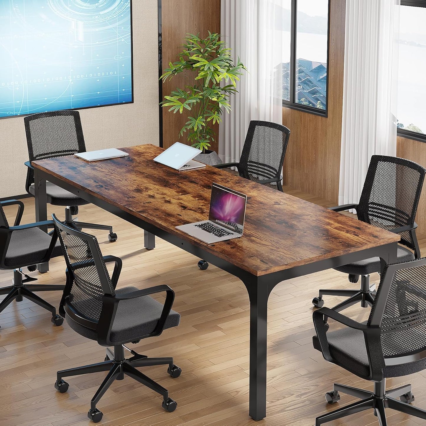 Tribesigns 6.5FT Conference Table, 78.7 Inche Rectangle Meeting Seminar Table, Large Business Tables for 6-8 People (Only Table)