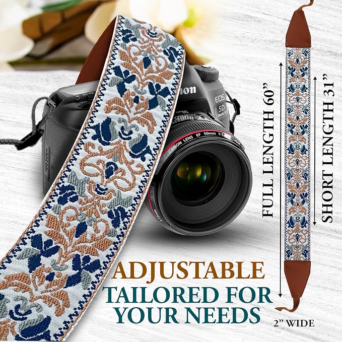 Art Tribute Custom Camera Strap Retro Gold - Image 2