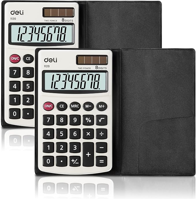 Calculator, Deli Standard Function Basic Calculators, Solar Battery Dual Power by delioffice