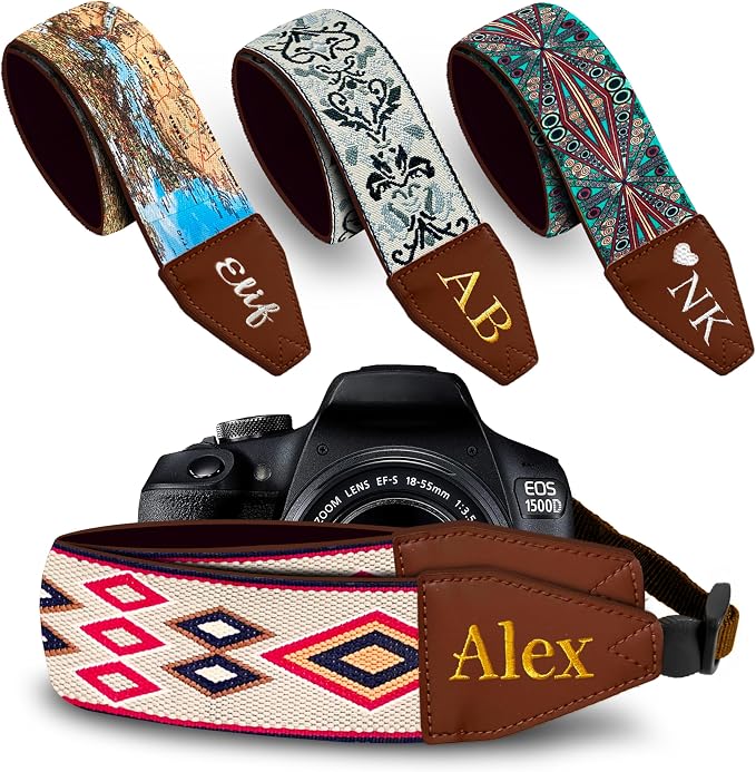 Art Tribute Custom Camera Strap Orange Rhombus by ArtTribute