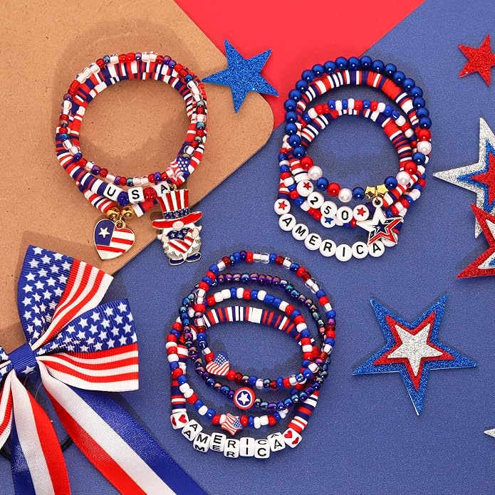 Independence Day Bracelets for Women, 4th of July Accessories USA Patriotic 250 - Image 3