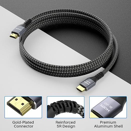 Conable 8K HDMI 2.1 Cable, Real Certified Cable, Ultra HD Braided Cord - Image 2