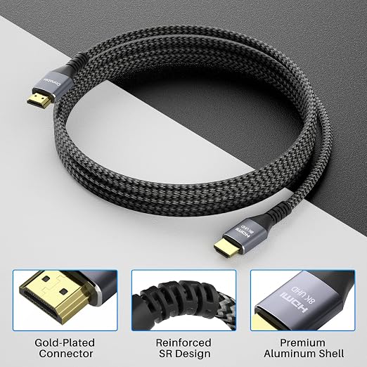 8K HDMI 2.1 Cable 10 FT, Real Certified 48Gbps Ultra High Speed HDMI® Cable - Image 4