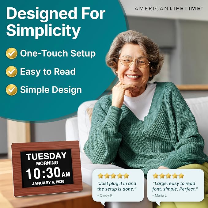 American Lifetime New 2026 Dementia Clock Large Digital Clock - Image 4