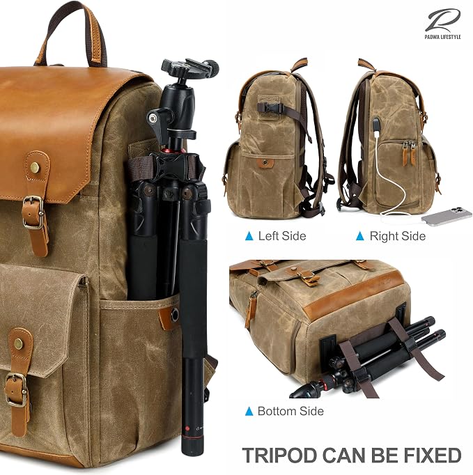 Padwa Lifestyle Khaki Camera Backpack - Image 8