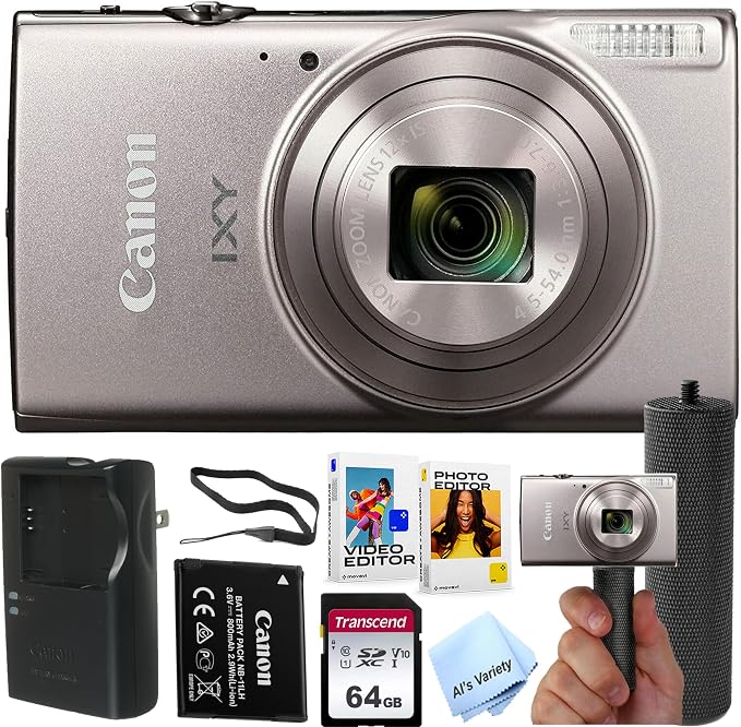 Canon PowerShot IXY 650 HS Digital Camera+ 64GB Memory + Stabilizing Grip + by Amazon+Renewed