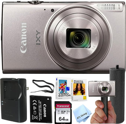 Canon PowerShot IXY 650 HS Digital Camera+ 64GB Memory + Stabilizing Grip + by Amazon+Renewed