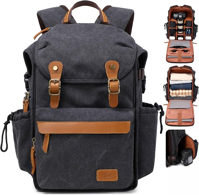 Padwa Lifestyle Black Canvas Camera Backpack by PadwaLifestyleCameraStrap
