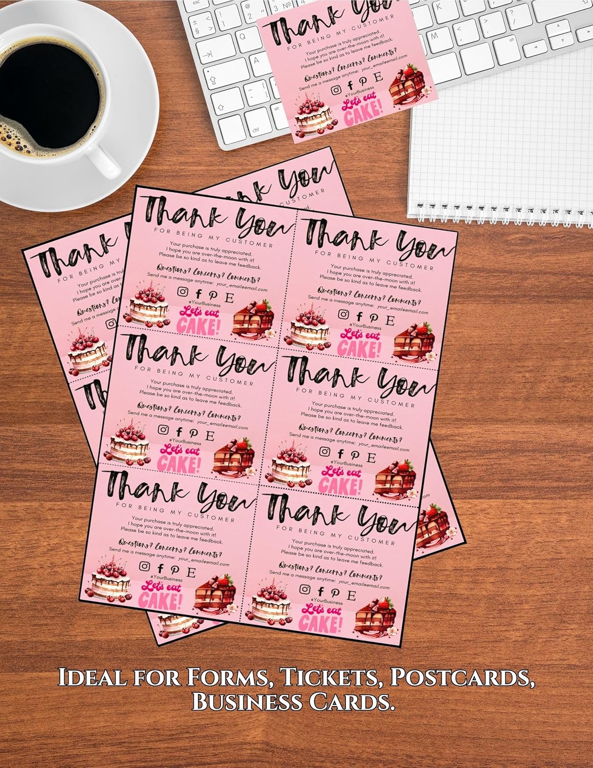 Limited Papers (TM) 8.5x11 Perforated Paper, 20/50 Pound, 75 GSM, Variety of Perforation Sizes and Colors, for Forms, Tickets, Postcards, Business Cards. (Pink, 6 up)