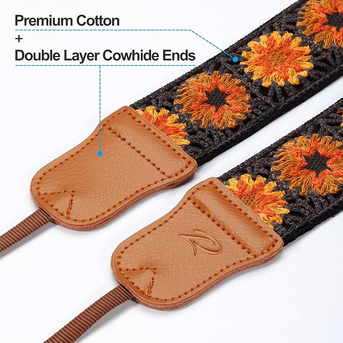 Padwa Lifestyle Hollow Crochet Orange Daisy Camera Strap - Image 2