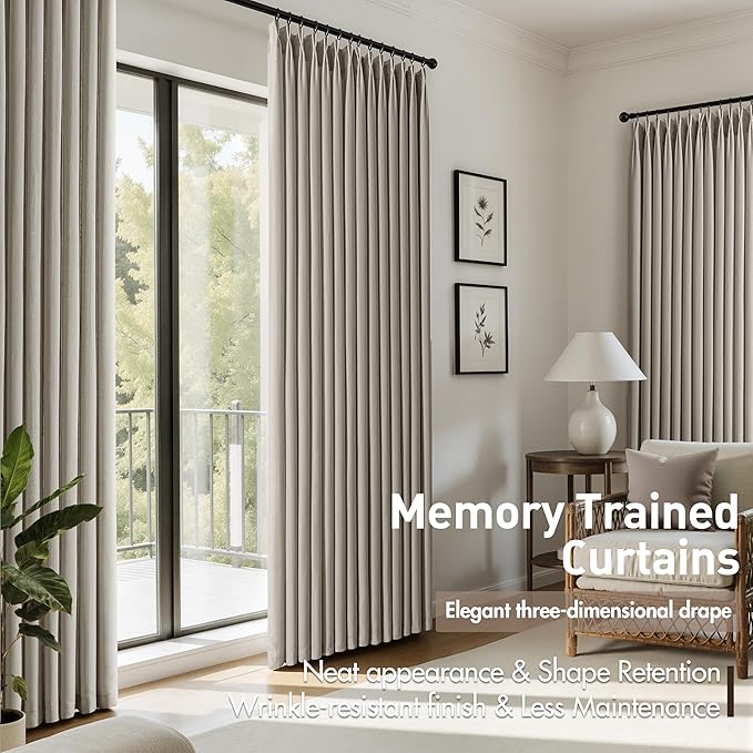 Memory Trained Pinch Pleated Curtains 90 Inches Long, Viral Linen Pinch Pleat - Image 4