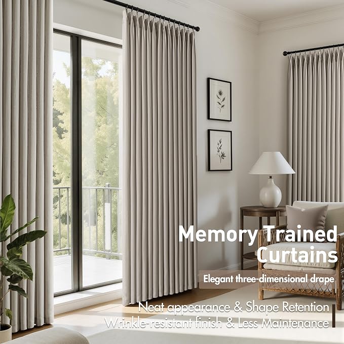 Memory Trained Pinch Pleated Curtains 108 Inches Long, Viral Linen Pinch Pleat - Image 4