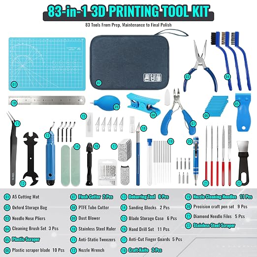 83PCS 3D Printer Tools Kit for Cleaning, Removal & Repair | Complete 3D Printer - Image 2