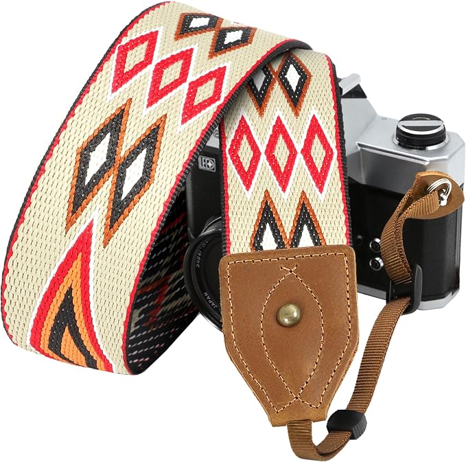 Padwa Lifestyle 2" Wide Classic Crazy Horse Art Cowhide Head Cotton Camera by PadwaLifestyleCameraStrap