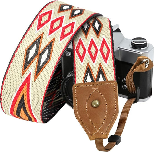 Padwa Lifestyle 2" Wide Classic Crazy Horse Art Cowhide Head Cotton Camera by PadwaLifestyleCameraStrap