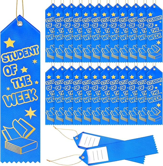 Wavwavw 100 Pcs Student of The Week Award Ribbons Bulk 8" x 2" Prizes Ribbons by Wavwavw
