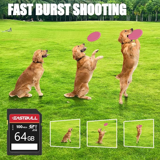 5-Pack of SD Card 64GB EASTBULL Class 10 SD Cards U1 V30 High-Speed 100MB/s - Image 2