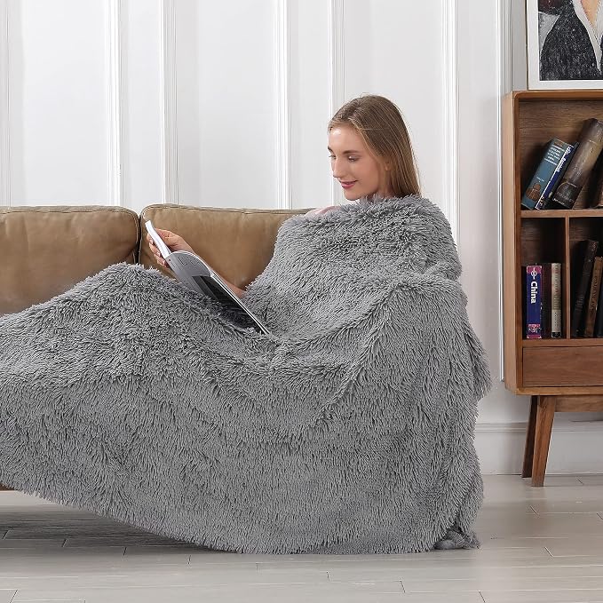 Tuddrom Decorative Extra Soft Faux Fur Throw Blanket 50"x60", Solid Lightweight - Image 2