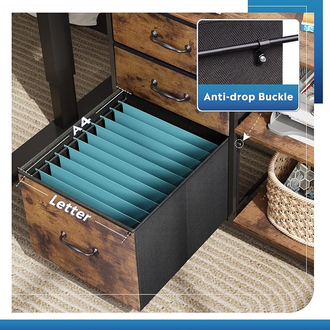 DEVAISE 3 Drawer Mobile File Cabinet, Rolling Printer Stand - Image 5