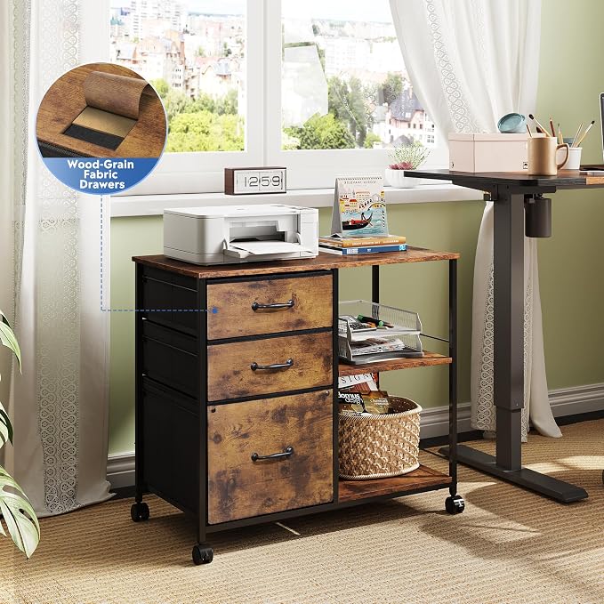 DEVAISE 3 Drawer Mobile File Cabinet, Rolling Printer Stand - Image 4