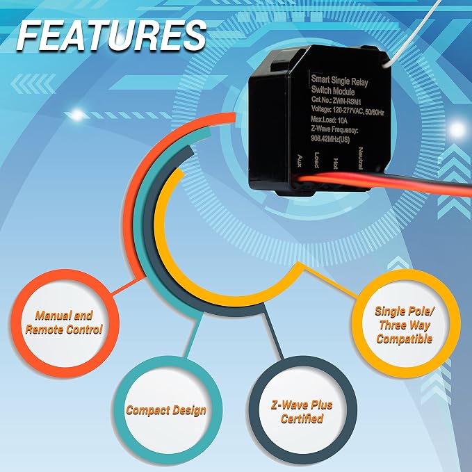 ENERWAVE Z-Wave Plus Relay, Hidden Smart Switch Wireless Remote Control to - Image 8