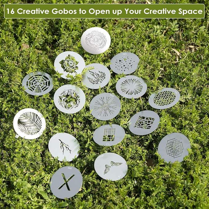 16Pcs Round Gobos Kit for Optical Snoot, 66mm/2.6in Metal Plate Patterns for - Image 3