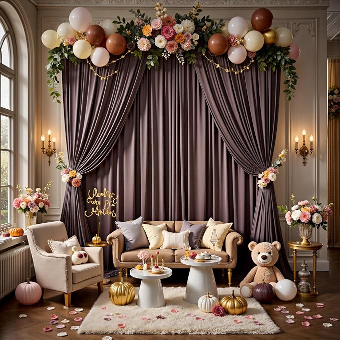 50ft x 12ft Brown Backdrop Curtains - Image 4