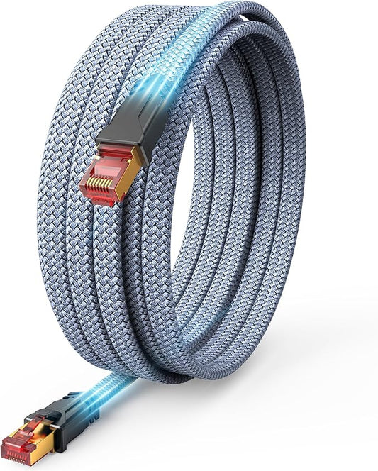 Snowkids Cat 8 Ethernet Cable 60 FT, Braided Heavy Duty High Speed by Snowkids