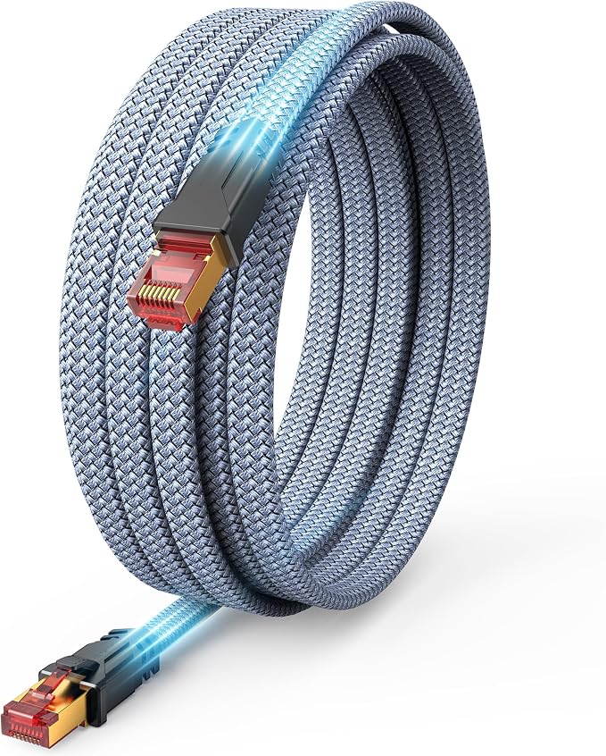 Snowkids Cat 8 Ethernet Cable 20 FT, Braided Heavy Duty High Speed by Snowkids