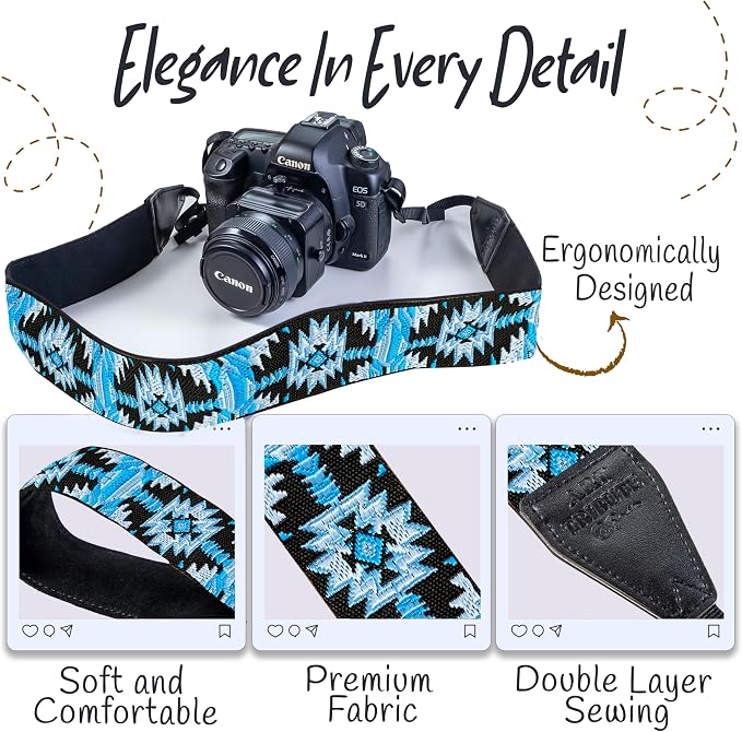 Art Tribute Camera Strap For Photographers Padded Universal Fit Neck Shoulder & - Image 3