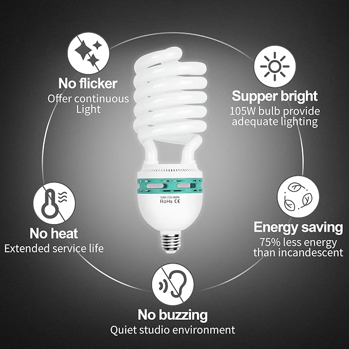 EMART Full Spectrum Light Bulb, 105W Spiral CFL 5500k Daylight - Image 5