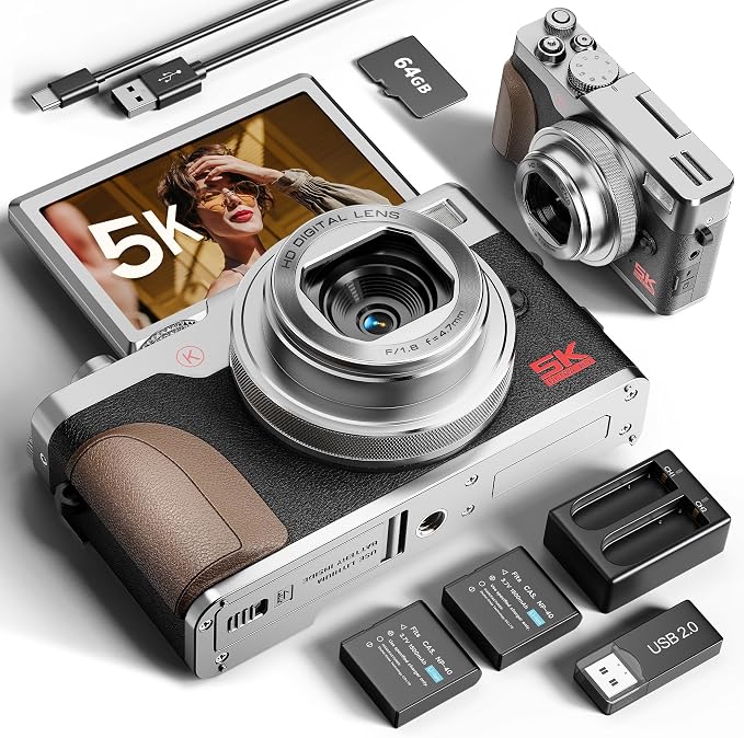 True 5K 64MP Digital Camera for Photography, Autofocus 18X Zoom, Comes by NBDDIGITAL