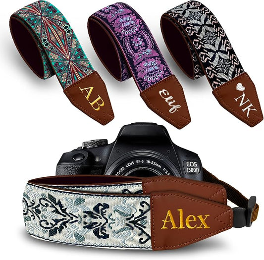 Art Tribute Custom Retro White Camera Strap by ArtTribute
