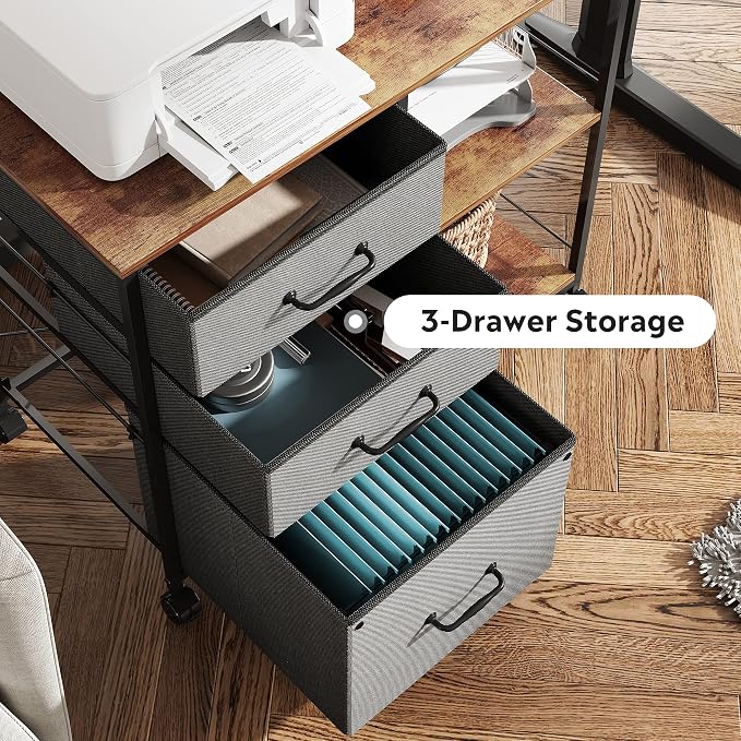 DEVAISE 3 Drawer Mobile File Cabinet, Rolling Printer Stand - Image 4