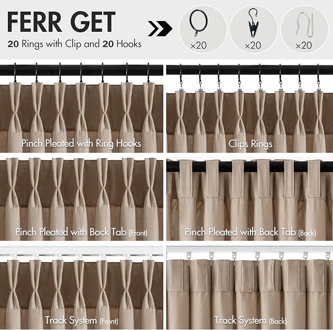 Memory Trained Pinch Pleated Curtains 92 Inches Long, Viral Linen Pinch Pleat - Image 5